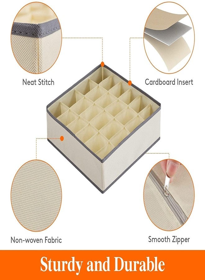 DIKPUL GROUP DIKPUL 24 Cell Sock Underwear Organizer, Collapsible Drawer Divider, Closet Cabinet Storage, Wardrobe Organiser Storage Box for Storing Socks, Lingerie, Underwear, Clothes, Ties, Belts (CREAM) Pack 2. - Image 5